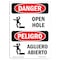 Signmission OSHA Danger Sign, Open Hole, 10in X 7in Rigid Plastic, 7" W, 10" H, Bilingual Spanish OS-DS-P-710-VS-1506 - alternate 1